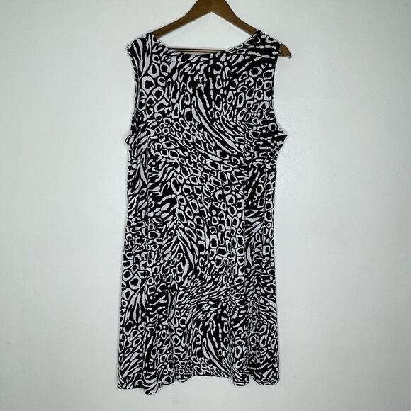Susan Graver Dress Womens 1X Black White Animal Print Sleeveless Stretch Knit - Picture 5 of 7